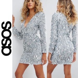 Asos premium fringe sequin dress